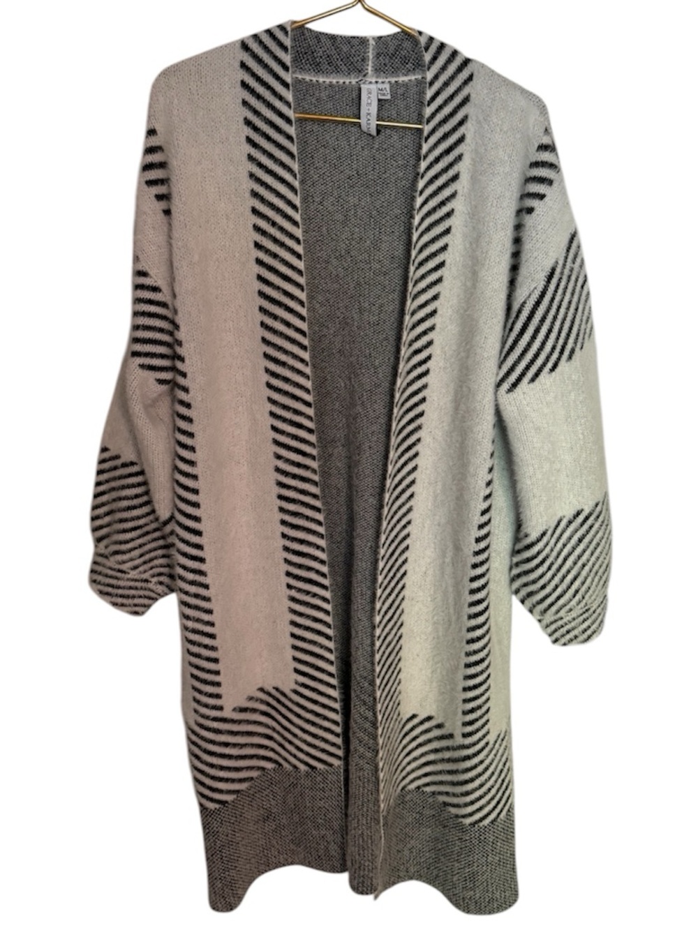 Grace + Karma Sherpa Long Duster Cardigan B&W Soft Cozy Boho Butter Mom M/L